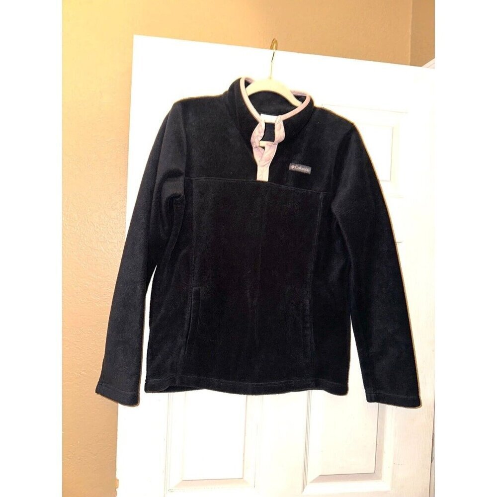 Women’s Columbia fleece pullover jacket youth xl gray pink